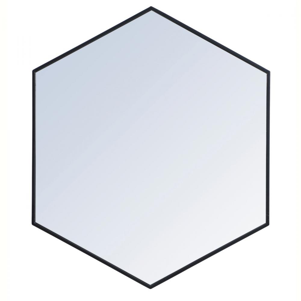 Metal frame hexagon mirror 38 inch in Black