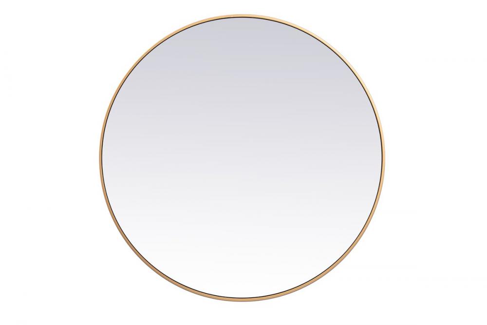 Metal frame round mirror 39 inch in Brass