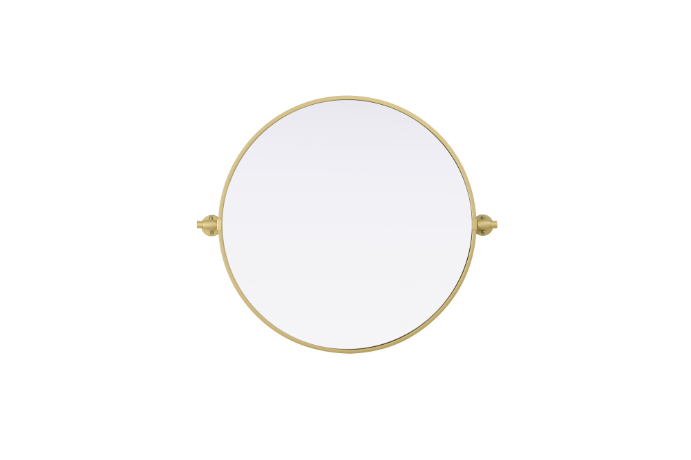 Metal Frame Round Mirror D24&#34; Brass