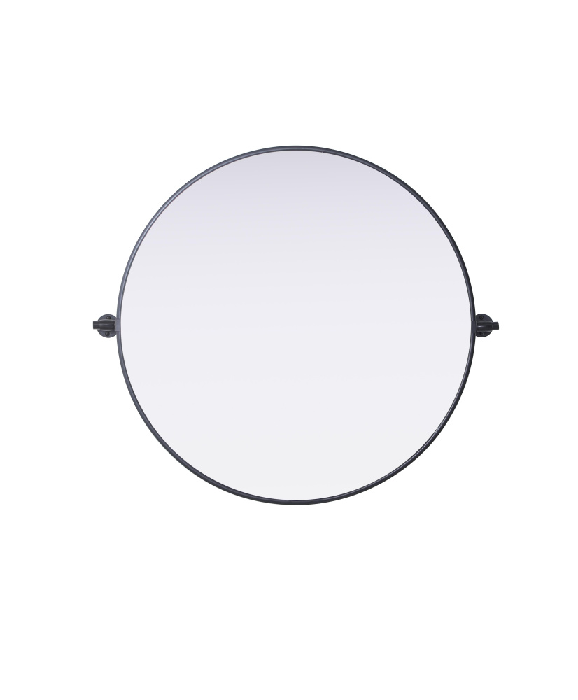 Metal Frame Round Mirror D30&#34; Black