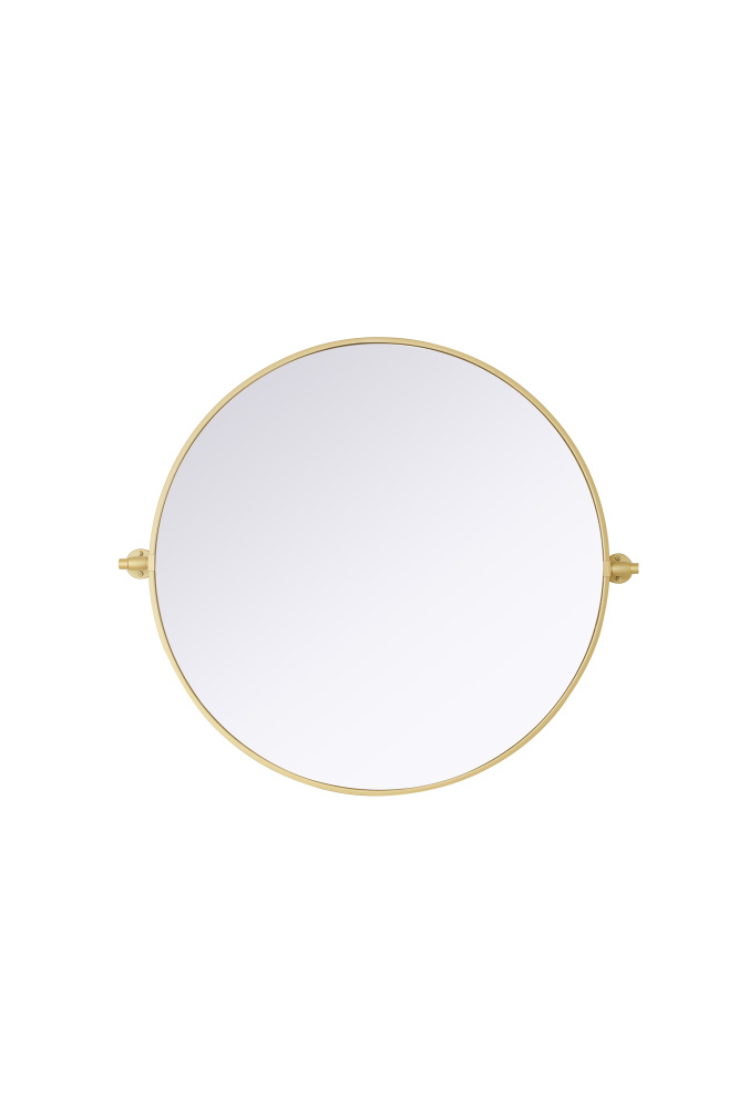 Metal Frame Round Mirror D30&#34; Brass
