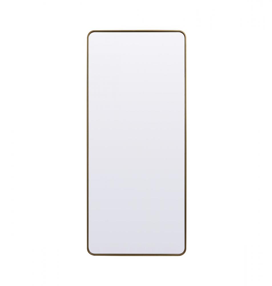 Soft Corner Metal Rectangle Mirror 32x72 Inch in Brass