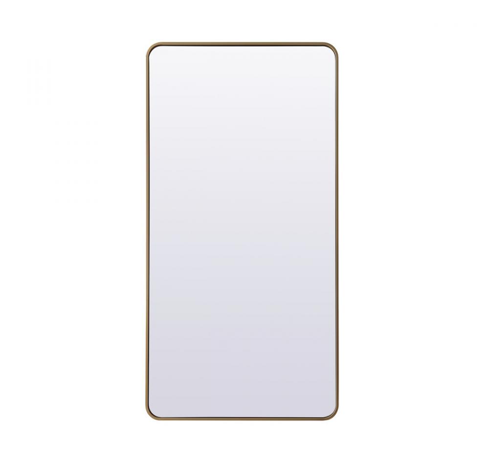 Soft Corner Metal Rectangle Full Length Mirror 30x60 Inch in Brass