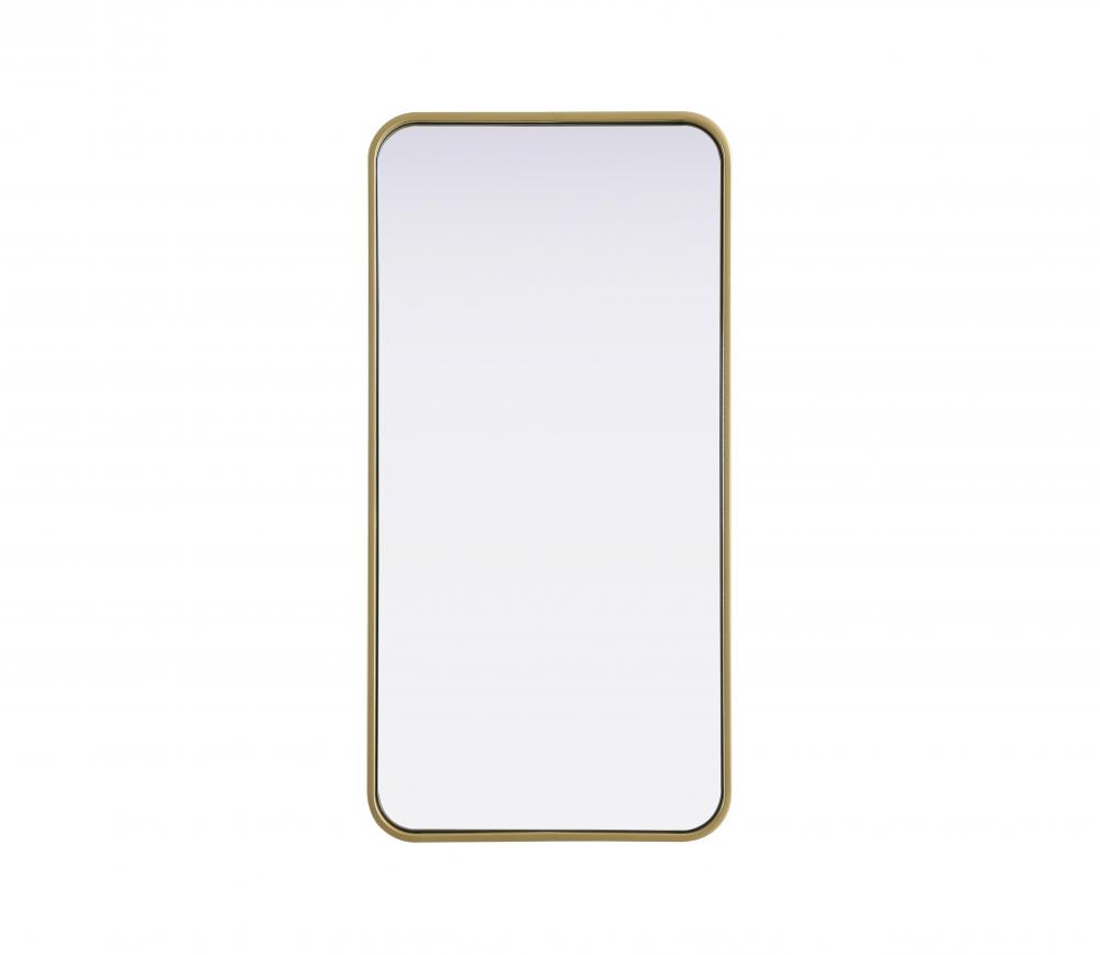 R Corner Mirror 18&#34;x36&#34;x2&#34; Brass