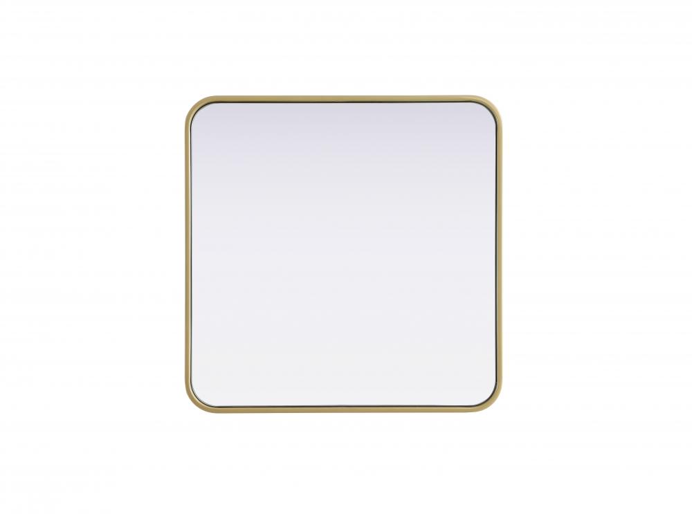 R Corner Square Mirror 24&#34;x24&#34;x2&#34; Brass