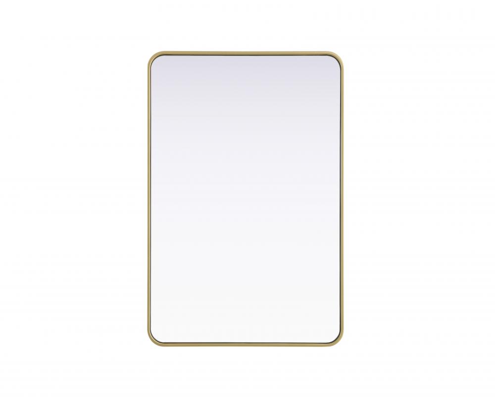 R Corner Mirror 28&#34;x42&#34;x2&#34; Brass