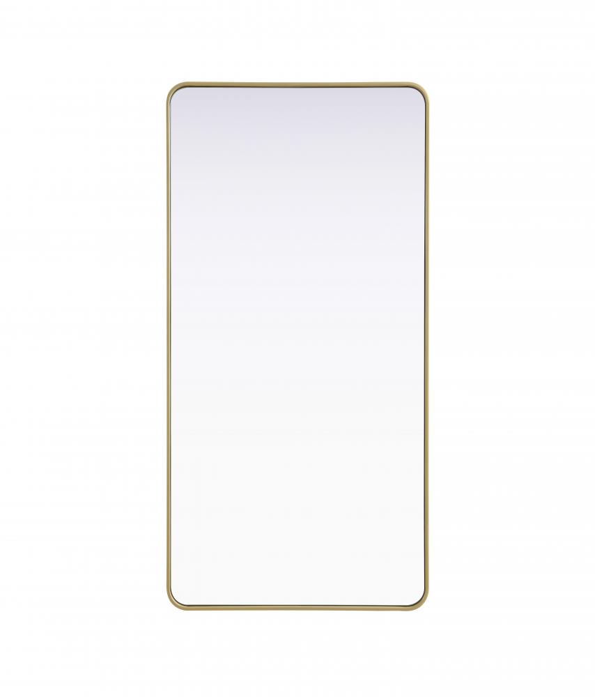R Corner Mirror 30&#34;x60&#34;x2&#34; Brass