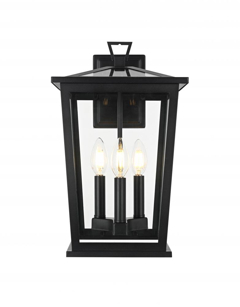 Wall sconce W9.5&#34; H16&#34; E10.5&#34; L3 Black