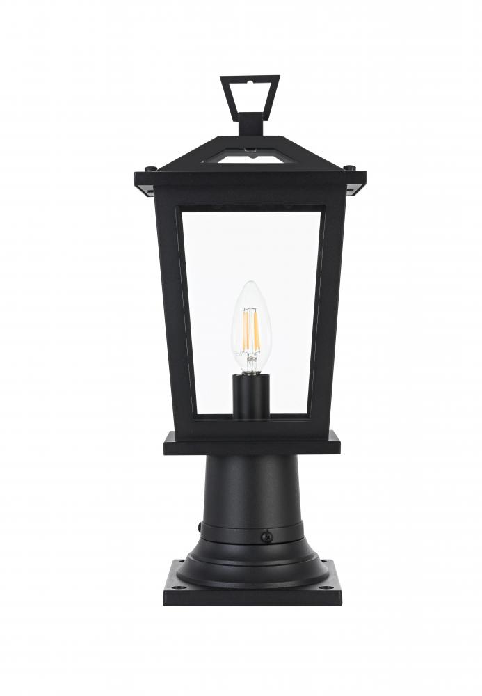 Outdoor Pole Light L7&#34; W5.5&#34; H16.5&#34; L1 Black