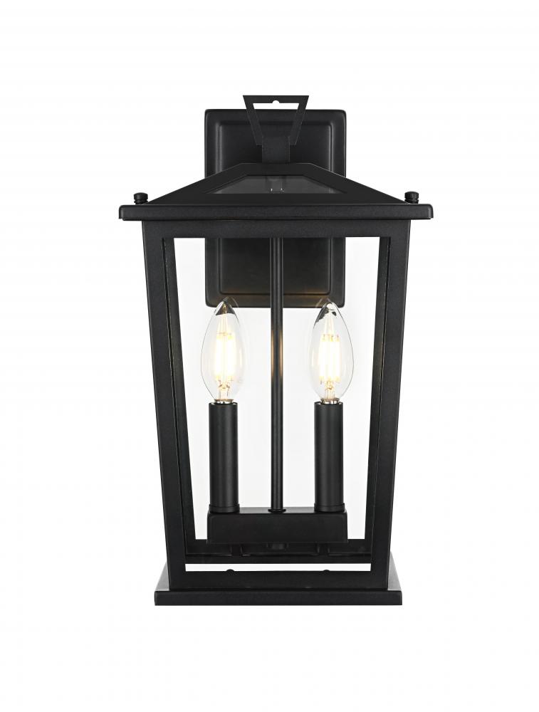 Wall sconce W9&#34; H14.5&#34; E7&#34; L2 Black