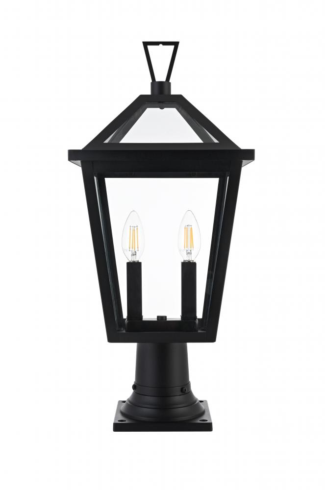 Outdoor Pole Light L10&#34; W10&#34; H22&#34; L2 Black