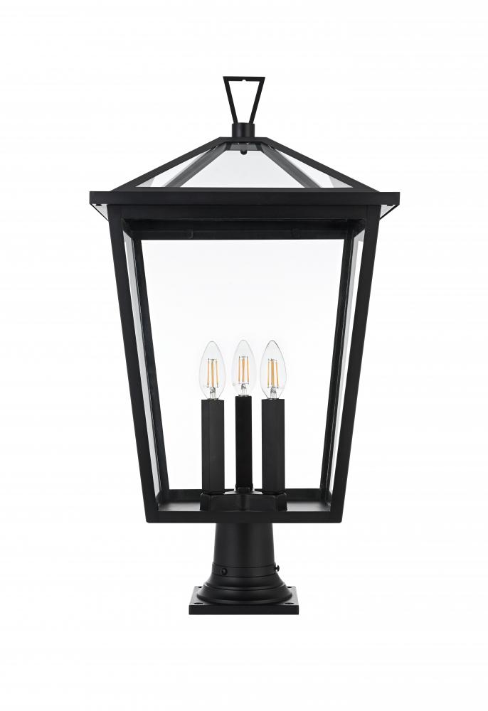 Outdoor Pole Light L14&#34; W14&#34; H27.5&#34; L3 Black