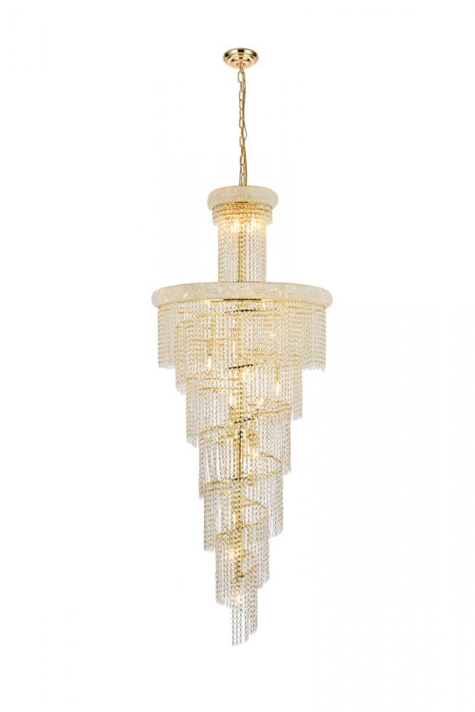 Spiral 28 light Gold Chandelier Clear Royal Cut Crystal