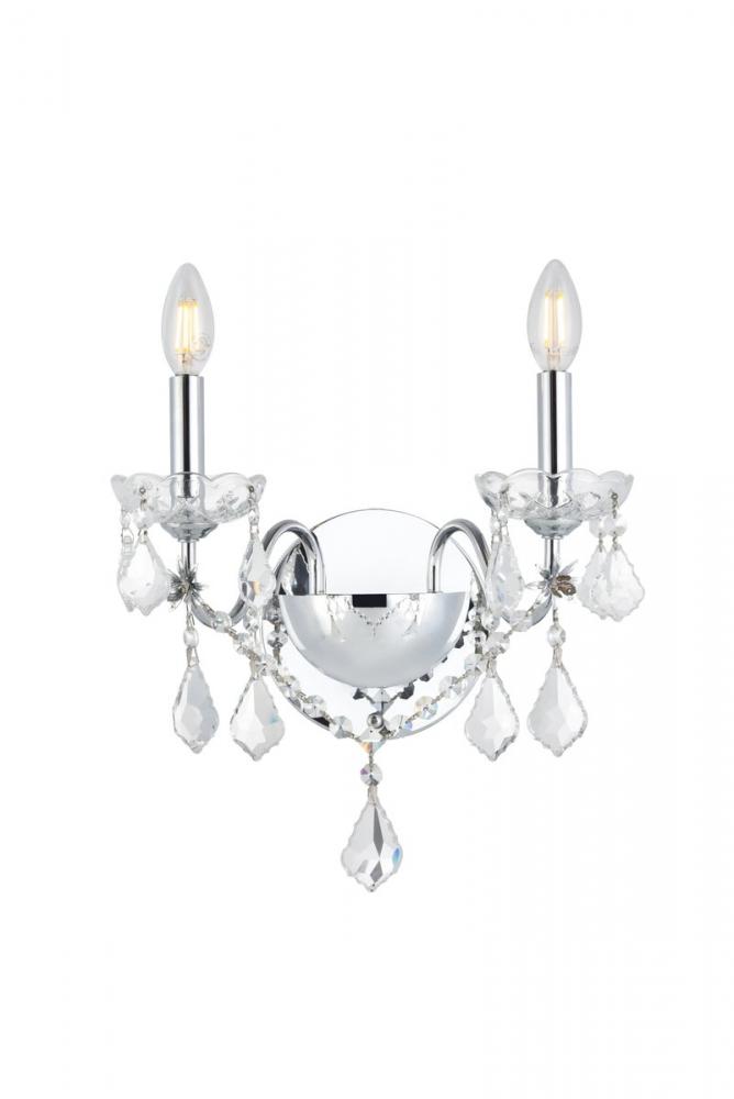St. Francis 2 light Chrome Wall Sconce Clear Royal Cut Crystal