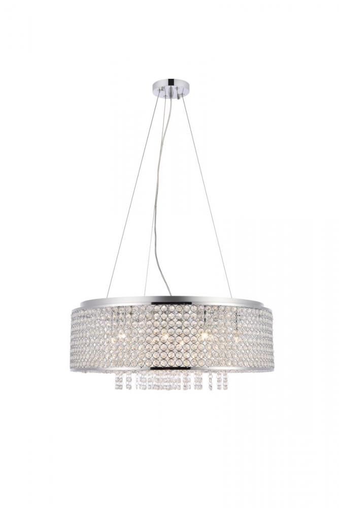Amelie 10 light Chrome Pendant Clear Royal Cut Crystal