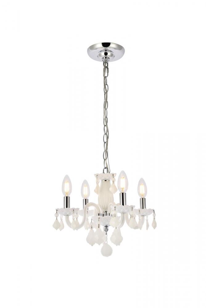 Rococo 4 light white Pendant White Royal Cut Crystal