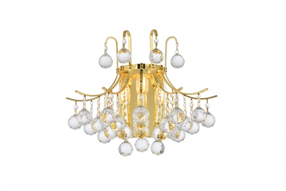 Toureg 3 light Gold Wall Sconce Clear Royal Cut Crystal