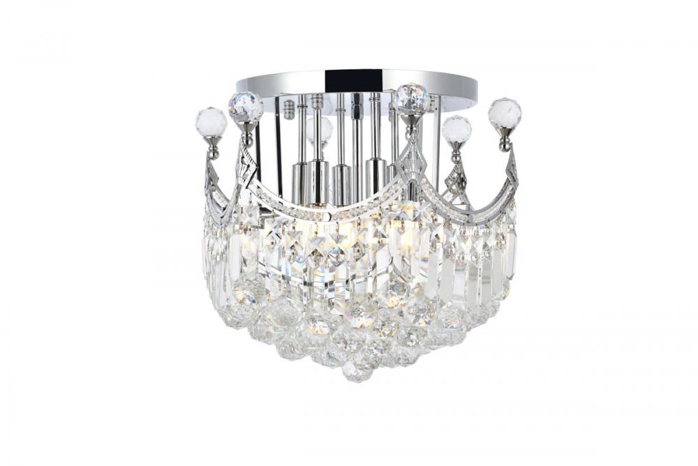Corona 6 light Chrome Flush Mount Clear Royal Cut Crystal