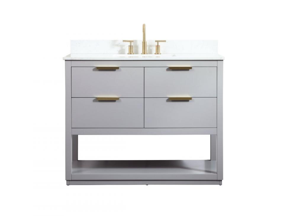 42 inch Single bathroom vanity in grey with backsplash