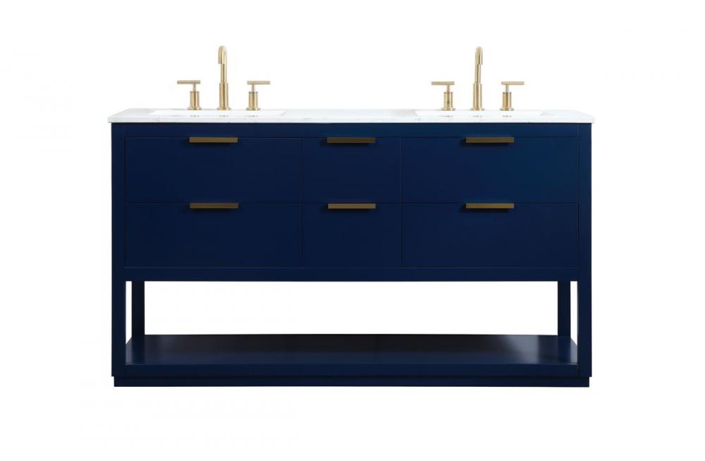 60 inch Single bathroom vanity in blue
