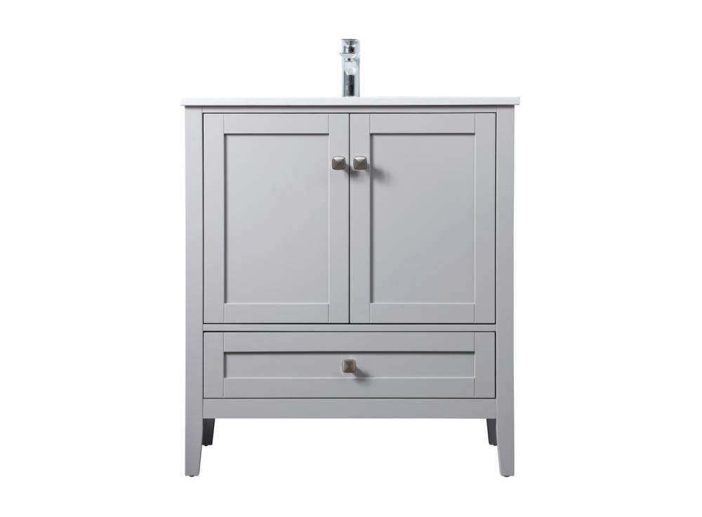 Vanity Cabinet 2dr 1dw W30&#39;&#39;xD19&#39;&#39;xH34&#34; Grey