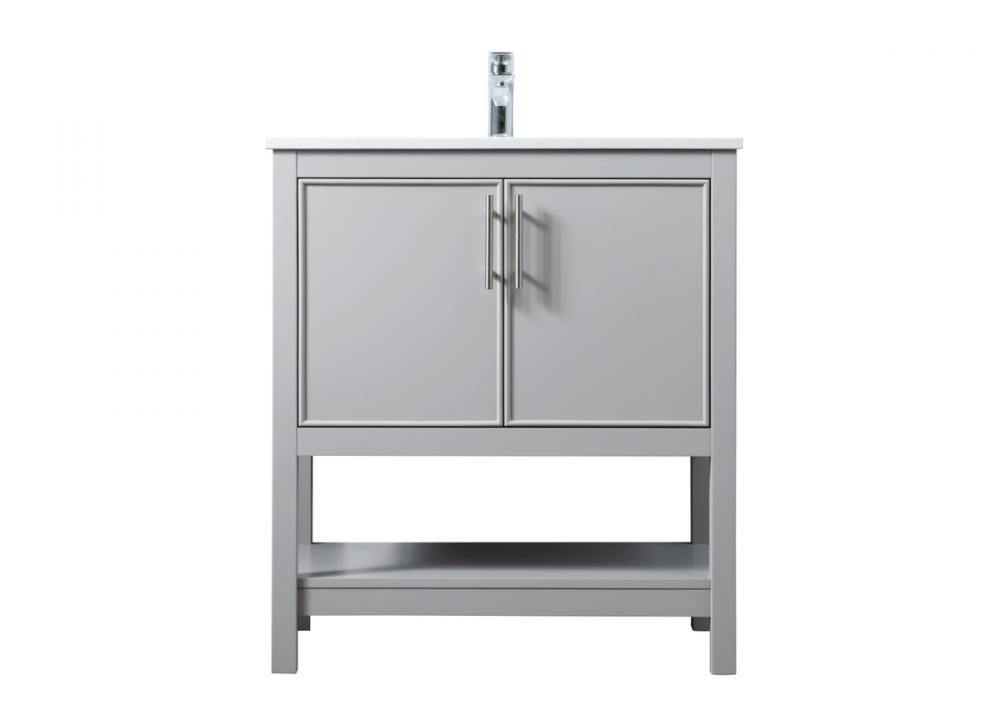 Vanity Cabinet 2Dr W30&#34;x D19&#34;x H34&#34; Grey