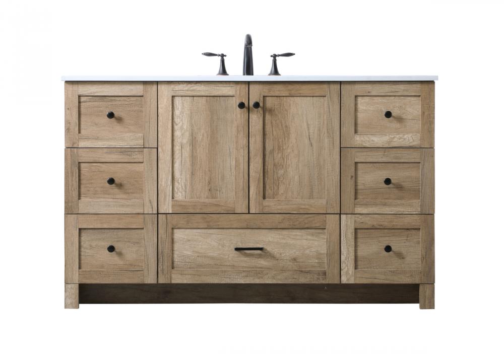 Vanity Cabinet 7Dw 2Dr 54&#34;x19&#34;x34&#34; Natural Oak