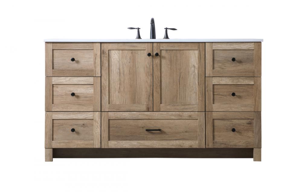 Vanity Cabinet 7Dw 2Dr 60&#34;x19&#34;x34&#34; Natural Oak