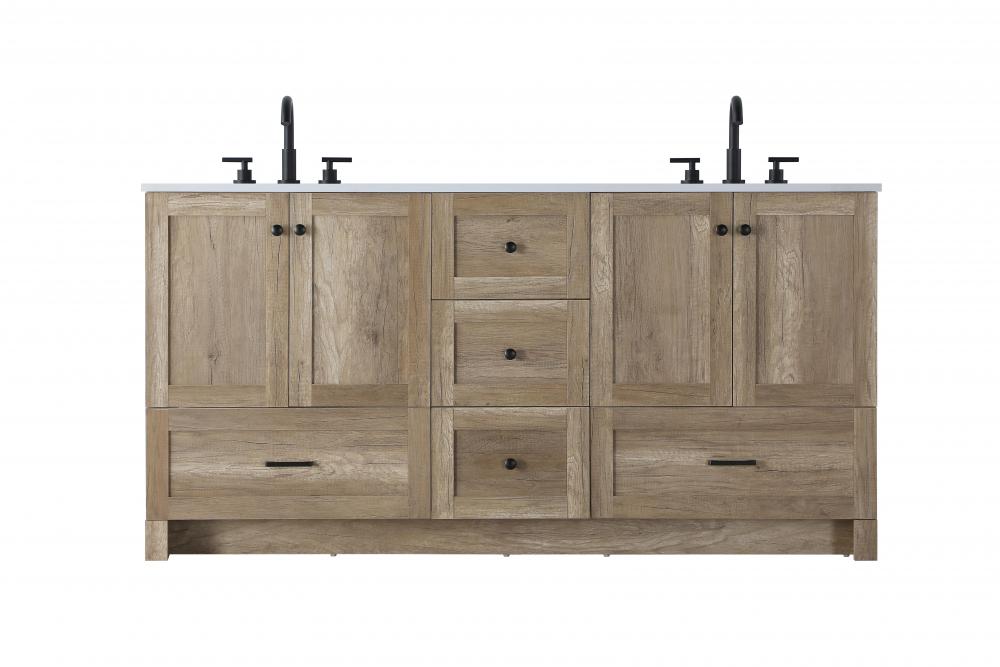 Vanity Cabinet 5Dw 4Dr 66&#34;x19&#34;x34&#34; Natural Oak