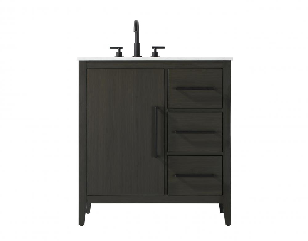 Vanity Cabinet 1Dr 3Dw 32x21.5x35 Mocha Brown