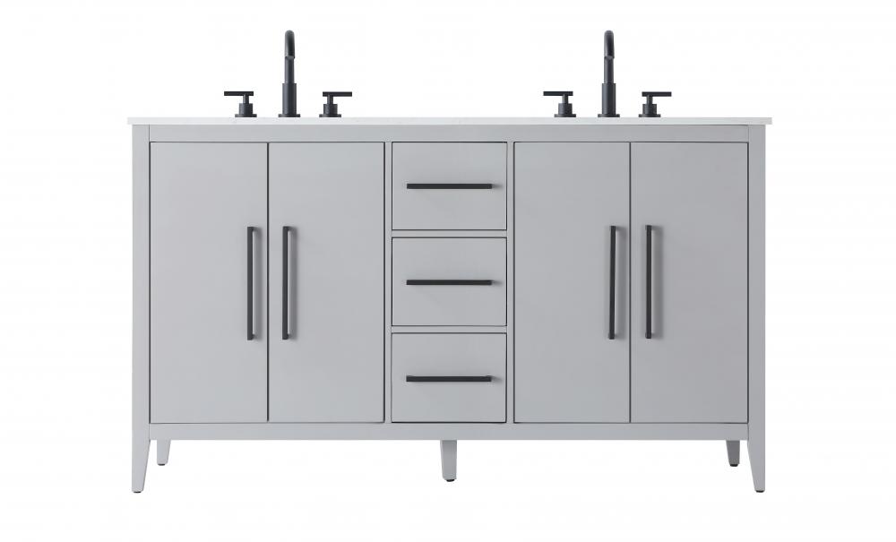 Vanity Cabinet 4Dr 3Dw 60x21.5x35 Grey