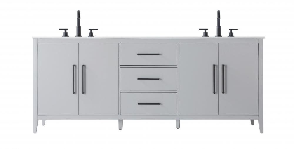 Vanity Cabinet 4Dr 3Dw 84x21.5x35 Grey