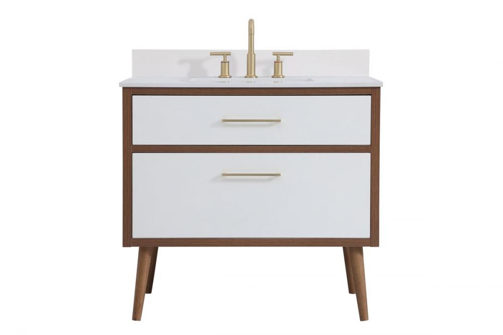 36 inch bathroom Vanity in White with Backsplash