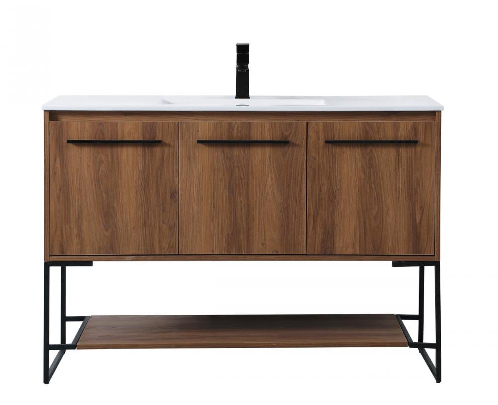 48 inch  Single Bathroom Vanity in Walnut Brown
