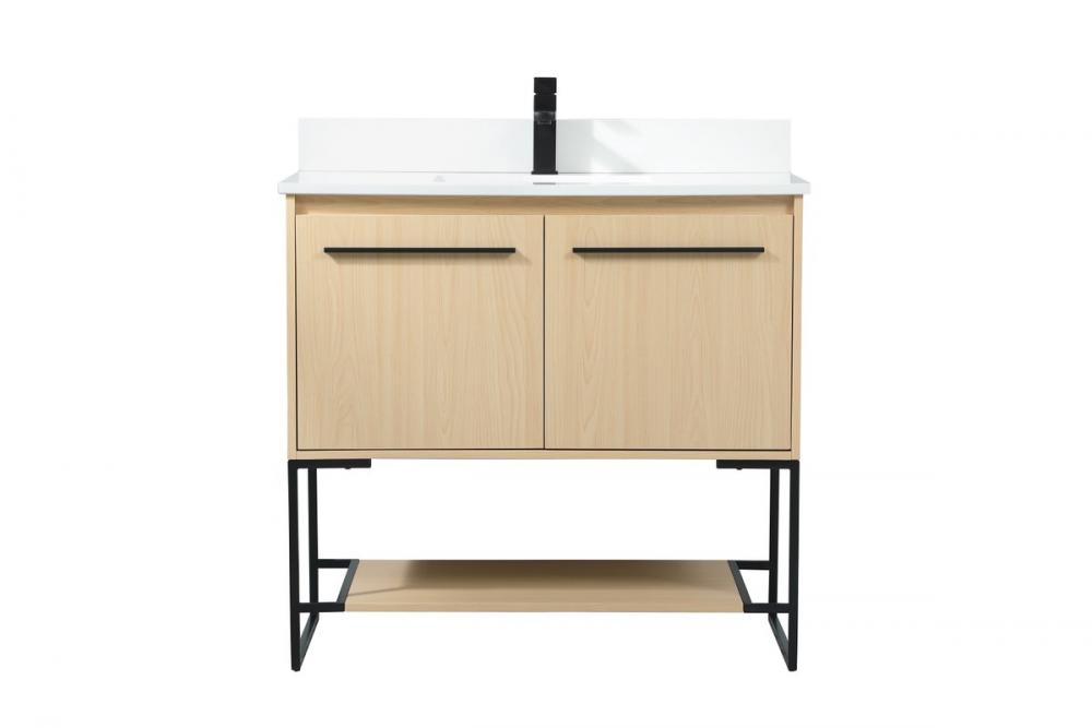 36 inch Single bathroom vanity in maple with backsplash