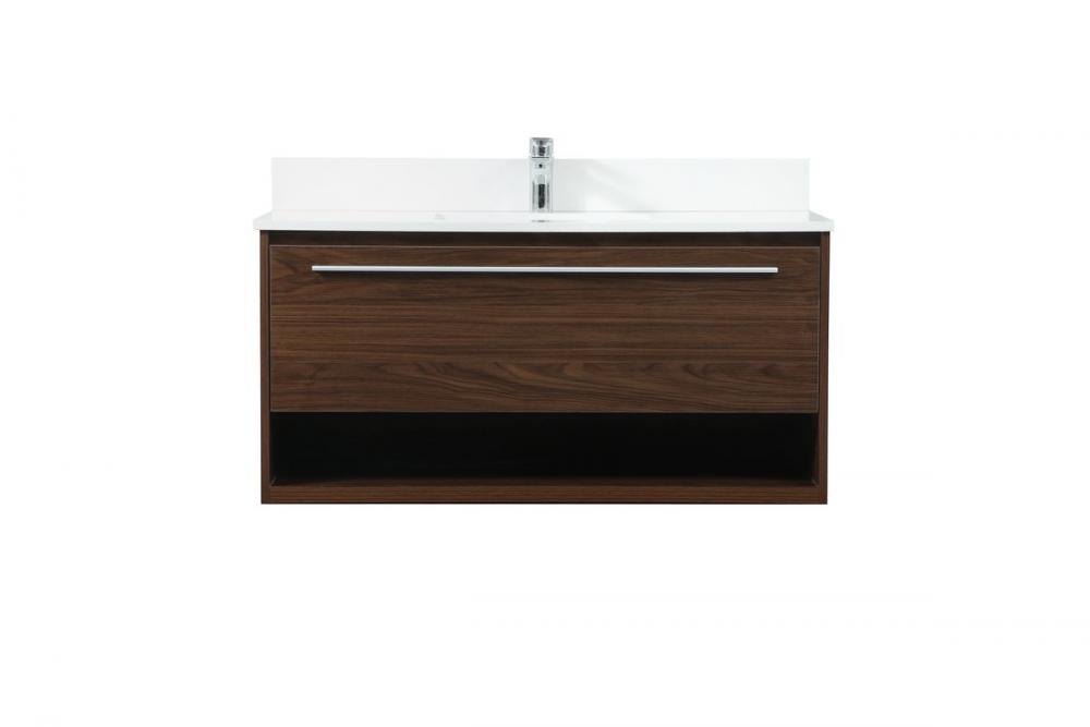40 inch Single bathroom vanity in walnut with backsplash