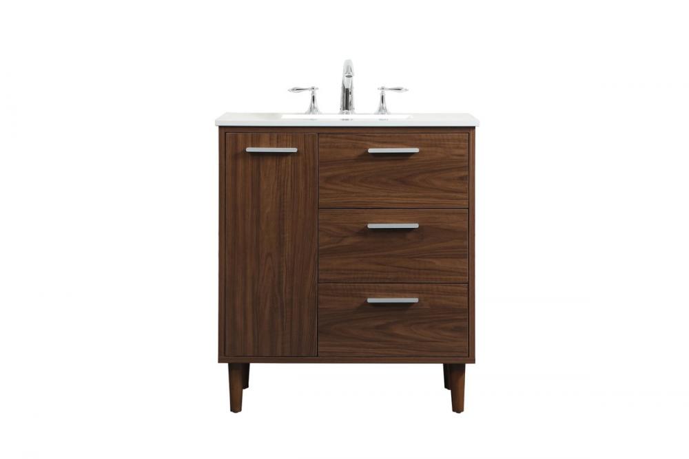 30 inch bathroom vanity in Walnut