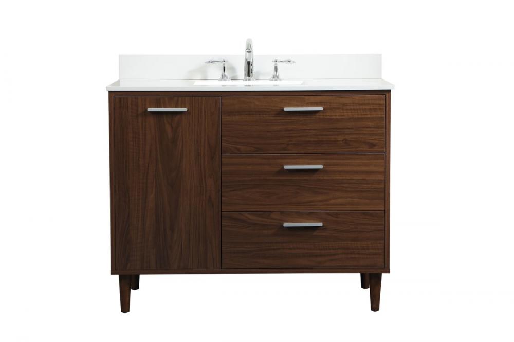 42 inch bathroom vanity in Walnut with backsplash