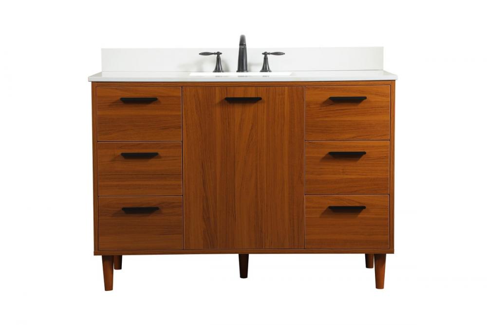 48 inch bathroom vanity in Teak with backsplash