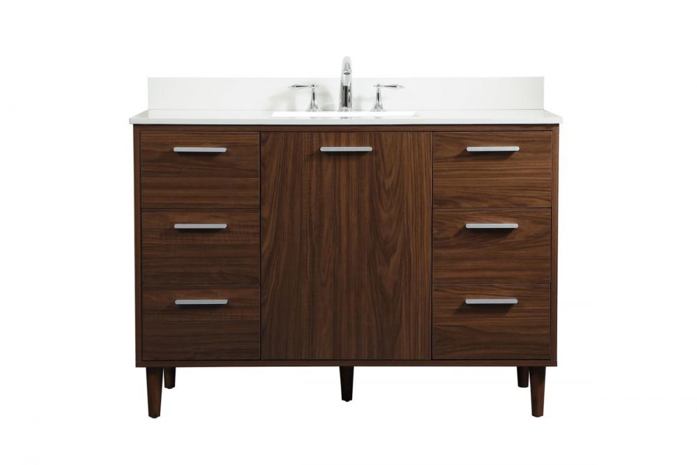 48 inch bathroom vanity in Walnut with backsplash
