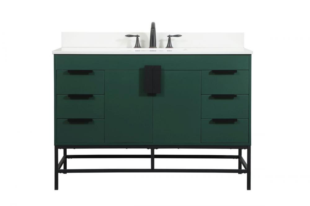48 inch Single bathroom vanity in green with backsplash
