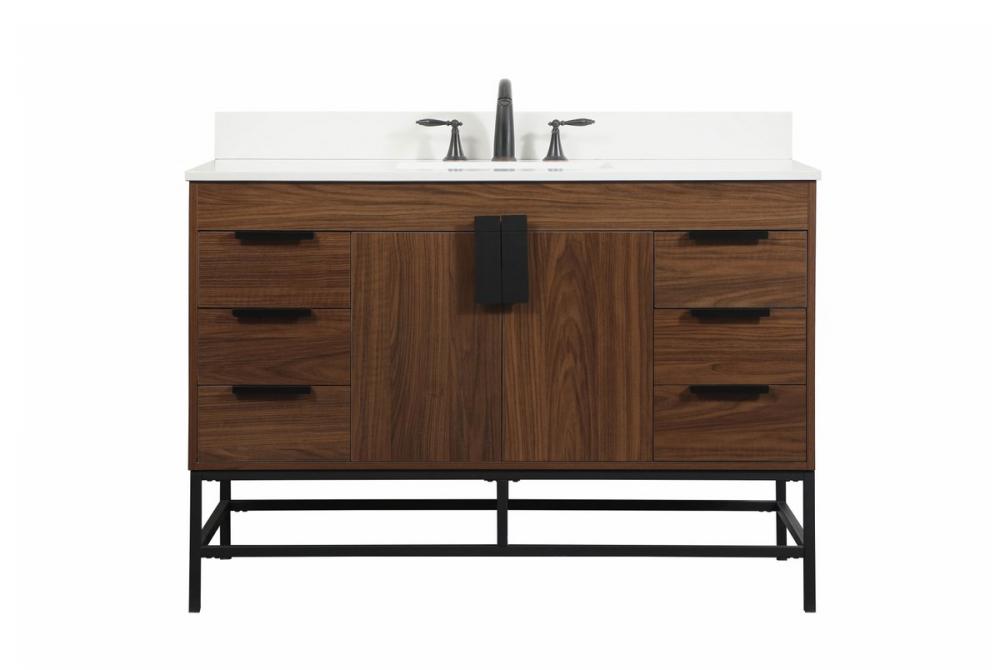 48 inch Single bathroom vanity in walnut with backsplash