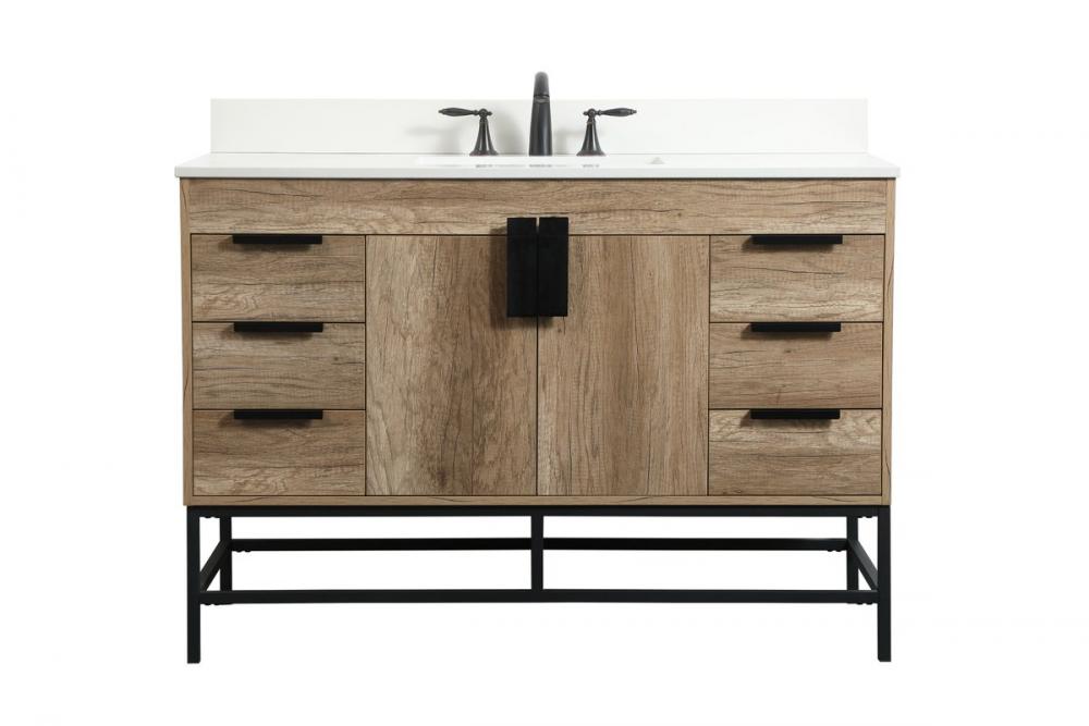48 inch Single bathroom vanity in natural oak with backsplash
