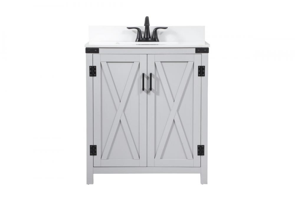 30 inch Single bathroom vanity in grey with backsplash