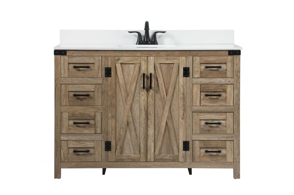 48 inch Single bathroom vanity in natural oak with backsplash
