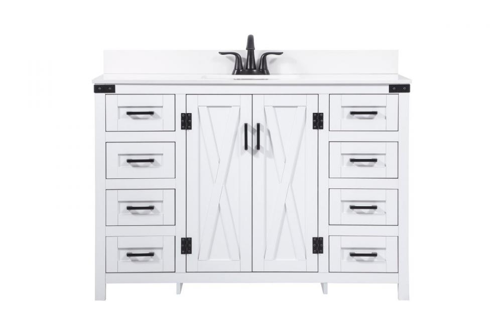 48 inch Single bathroom vanity in white with backsplash