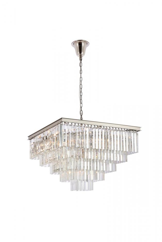 Sydney 34 inch square crystal chandelier in polished nickel