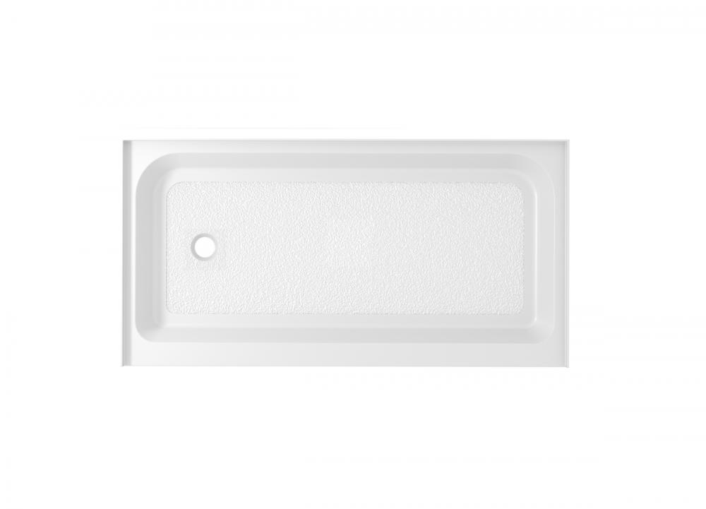 60x32 inch Single threshold shower tray left drain in glossy white