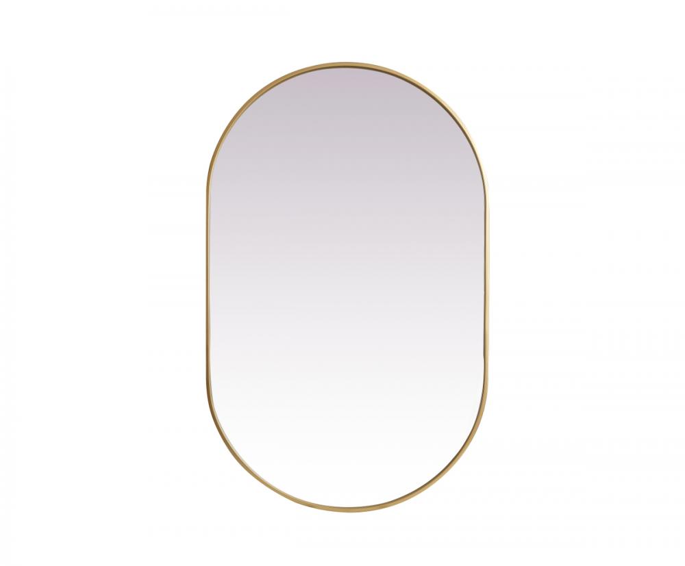 Metal Frame Oval Mirror 30x48 Inch in Brass