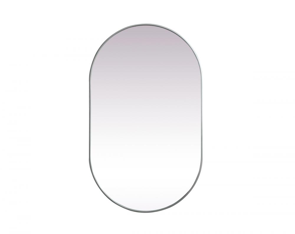 Metal Frame Oval Mirror 36x60 Inch in Silver